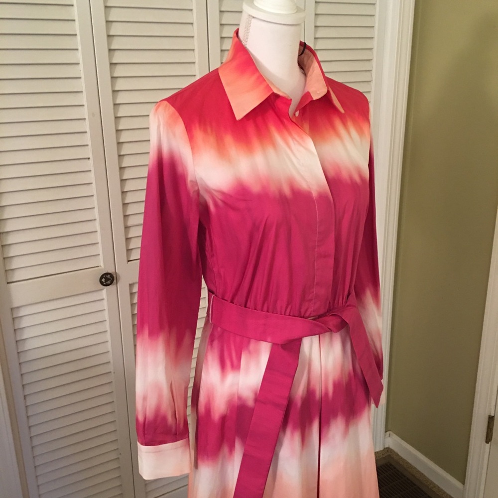 Piazza Sempione Elegant Pink Ombre Luxury Designer Shirt Dress NWT Size 40 (6) - Picture 2 of 11